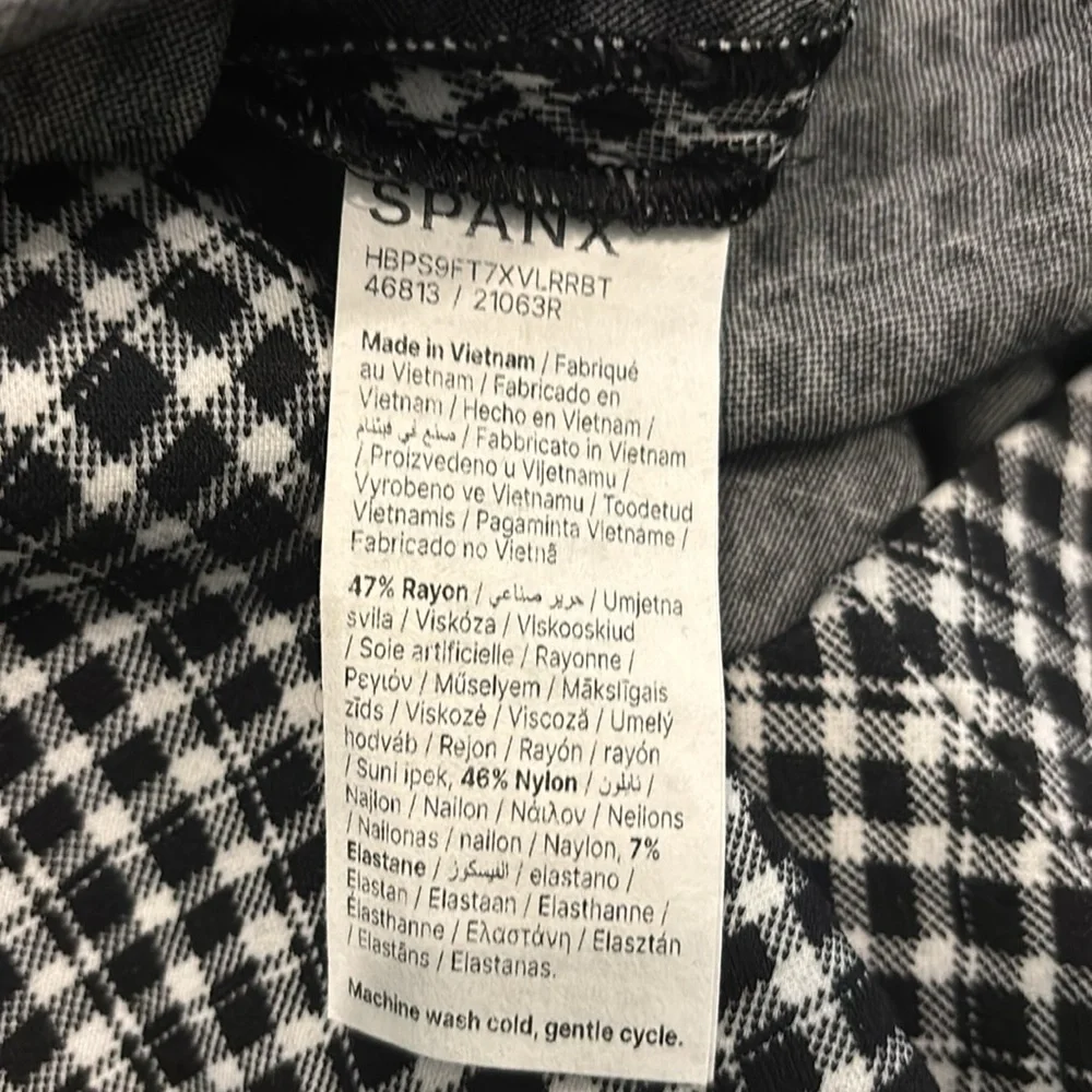 Spanx Ponte Black & White Plaid –‎ Stretch Fabric Elegant Checkered Dress Size S